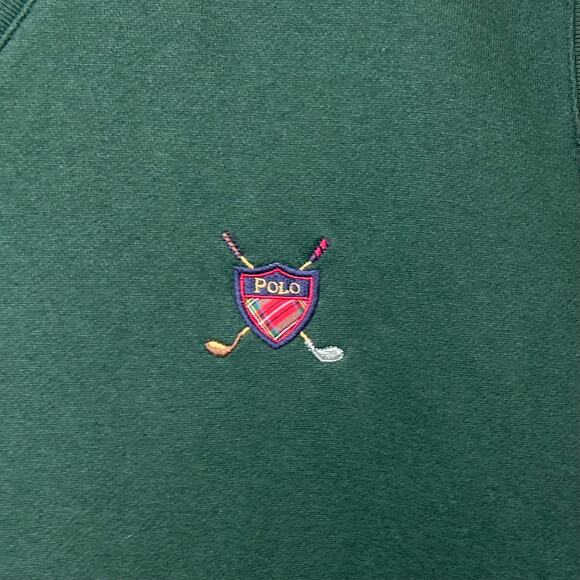 Polo Ralph Lauren Green Sweatshirt Vest Size L Embroidered Logo V Neck Pullover - Picture 4 of 8